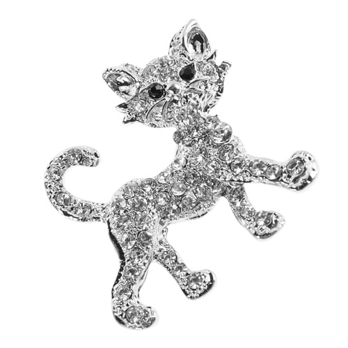 TINEASUR Katzenbrosche Aus Hochglänzender Legierung Damen-modeschmuck Strass-accessoire Kätzchen-design Vielseitig Einsetzbar Für Verschiedene Anlässe von TINEASUR