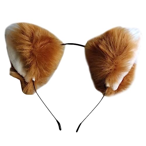 TINEASUR Flauschiges Katzenohren Stirnband Für Cosplay Plüsch Tierohren Haarband Fuchs Design Einheitsgröße Für Kostümpartys Karneval Und Halloween von TINEASUR
