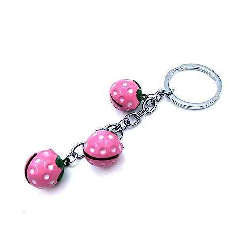 TINEASUR Stainless Steel Erdbeer Schlüsselanhänger Mit Glocken Süßes Junge Mädchen Cartoon Design Praktischer Schlüsselring Für Taschen Rucksäcke Und Schlüssel Pinke Dekoration von TINEASUR