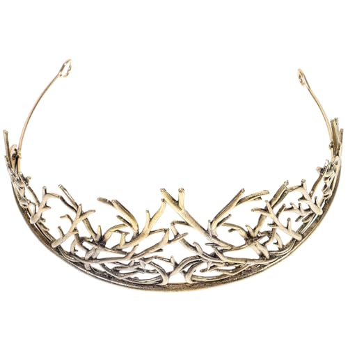 TINEASUR Krone Aus Blättern Dame Krone Geburtstagskrone Meerjungfrauenkrone Für Frauen Ast Krone Hochzeit Stirnband Brautkopfschmuck Für Die Party Vintage Braut Tiara Golden Legierung von TINEASUR