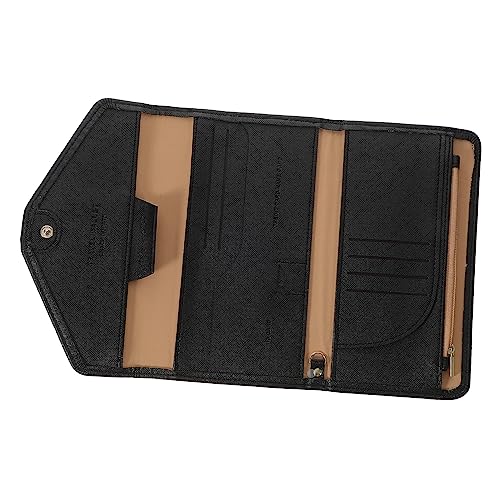 TINEASUR Multi-funktionaler RFID-blockierender Reisepasshalter Für Frauen Tragbare Dokumententasche Für Reisepapiere Flugtickets Und Bargeld Schwarz von TINEASUR