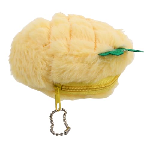 TINEASUR Ananas Plüsch Geldbörse Klein Flauschig Junge Mädchen Süß Kawaii Schlüsselanhänger Tasche Münze Aufbewahrung Rucksack von TINEASUR