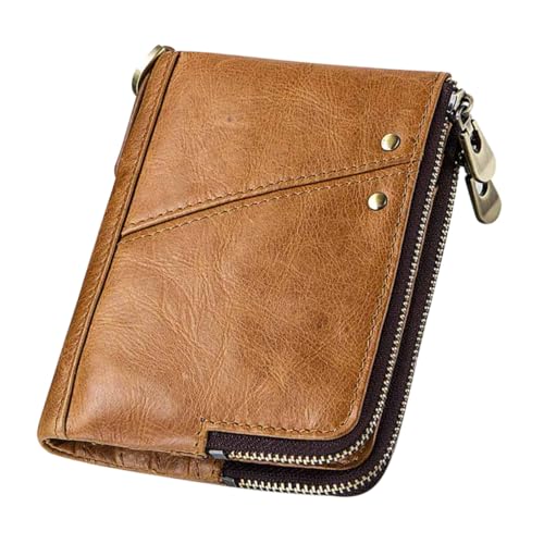 TINEASUR RFID Schutz Herren Geldbörse aus Echtem Material Schlankes Khakifarbenes Kurzportemonnaie mit Münzfach und Multifunktionalem Kartenetui Kompakte Modische Clutch für Alltag und von TINEASUR