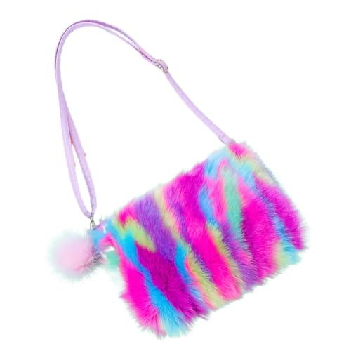 TINEASUR Cute Plush Crossbody Bag Für Mädchen Leichte Schultertasche Als Geldbörse Oder Handyaufbewahrung Für Kindergarten Multi-Color Rainbow Design von TINEASUR