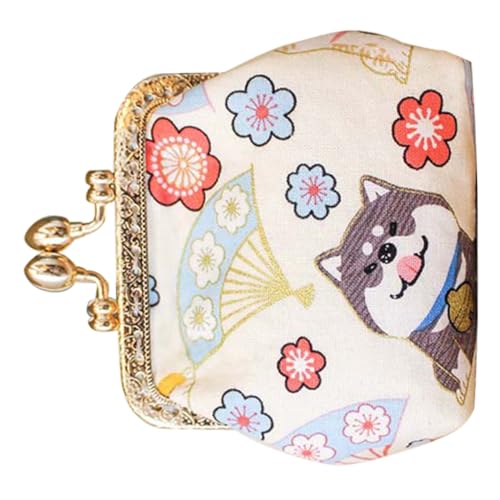 TINEASUR Shiba Inu Geldbörse Münzbeutel Für Mädchen Geldbörsen Für Kinder Brieftasche Mit Münzhalter Geldbörse Mit Reißverschluss Make-up-lippenstifte Cartoon-geldbörse Beige Polyester von TINEASUR