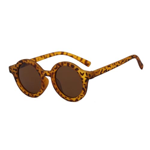 TINEASUR Sonnenbrille Retro Kleine Runde Rahmen Uv-schutz Leopard Muster Brille für Jungen Mädchen Outdoor Polarisierte Brille Flexibel und Langlebig von TINEASUR