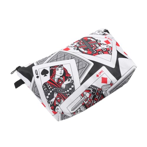 TINEASUR Tragbare Kosmetiktasche Mit Spielkartenmuster Reise-Make-up-Tasche Für Damen Aufbewahrungstasche Mit Reißverschluss Aus Polyester Für Kosmetika Und Kleine Gegenstände von TINEASUR