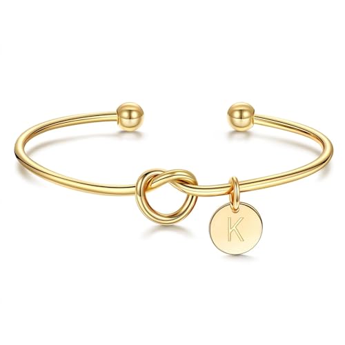 Armband Damen Mädchen, 14k Vergoldet Armband Gold mit K Buchstaben Set Damen Armbänder Personalisiert Schmuck Jahrestag Weihnachten Muttertag Geburtstag Geschenke für Frauen Mädchen Mama Oma Kinder von TINGN