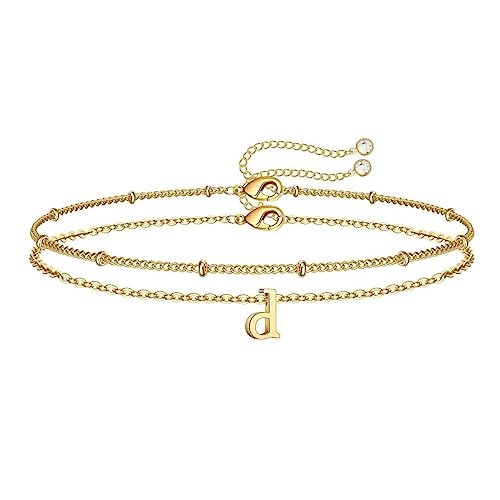 TINGN Armband Damen Mädchen, 14k Vergoldet Buchstaben D Armband Set Gold Personalisiert Schmuck Armkette Damen Geburtstagsgeschenk Muttertagsgeschenk Jahrestagsgeschenk für Frauen Mädchen von TINGN