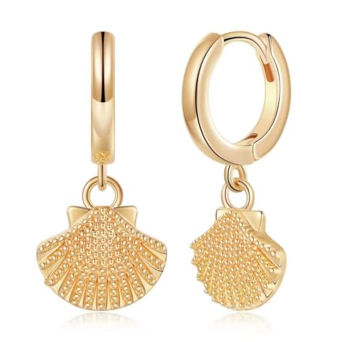 Hoop Ohrringe Gold Damen Mädchen, 925 Sterling Silber Post Hypoallergen Hoop Muscheln Ohrringe Gold plattiert Cubic Zirkonia Muscheln Ohrringe für Frauen Mädchen Schmuck Geschenke von TINGN