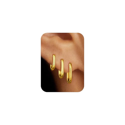 TINGN 3 Paar Kleine Creolen Ohrringe für Damen Mädchen - Hypoallergen 14K Vergoldet Gold Klein Huggie Ohrringe Set Leichte Piercing Ohrstecker für Mehrere Piercings Creolen für Frauen und Mädchen TINGN 3 Paar Kleine Creolen Ohrringe für Damen Mädchen - Hypoallergen 14K Vergoldet Gold Klein Huggie Ohrringe Set Leichte Piercing Ohrstecker für Mehrere Piercings Creolen für Frauen und Mädchen von TINGN