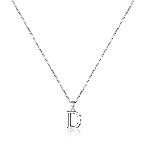 TINGN 925 Silber Kette mit Buchstaben Ketten für Damen, Hypoallergene Initialen Halskette Damen Kette mit Buchstaben Initialen Anhänger S925 Sterling Silber Kette für Damen Mädchen Geschenke (D) von TINGN