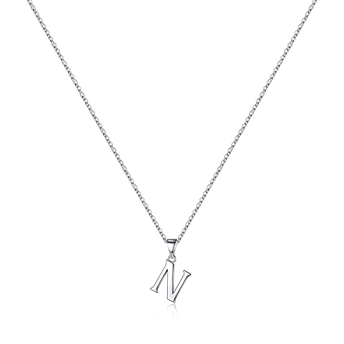 TINGN 925 Silber Kette mit Buchstaben Ketten für Damen, Hypoallergene Initialen Halskette Damen Kette mit Buchstaben Initialen Anhänger S925 Sterling Silber Kette für Damen Mädchen Geschenke (N) von TINGN