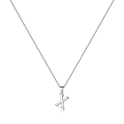 TINGN 925 Silber Kette mit Buchstaben Ketten für Damen, Hypoallergene Initialen Halskette Damen Kette mit Buchstaben Initialen Anhänger S925 Sterling Silber Kette für Damen Mädchen Geschenke (X) von TINGN