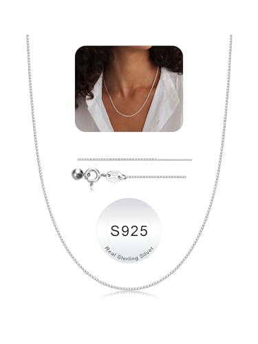 TINGN Kette Silber 925 Damen 0.8mm Sterling Silber Halskette Kette Ohne Anhänger Wasserfest Stapelbar Silberkette Damen 925 Geschenke für Frauen Mädchen Längen: 36 40 45 51 56 61 CM von TINGN