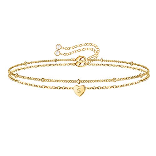 TINGN Armband Damen Gold, Gold Armband mit Buchstaben S Armkette Set Intiale Armband mit Gravur Namensarmband Gold Buchstaben Armbänder Damen Modeschmuck für Frauen Mädchen Schmuck Geschenke von TINGN