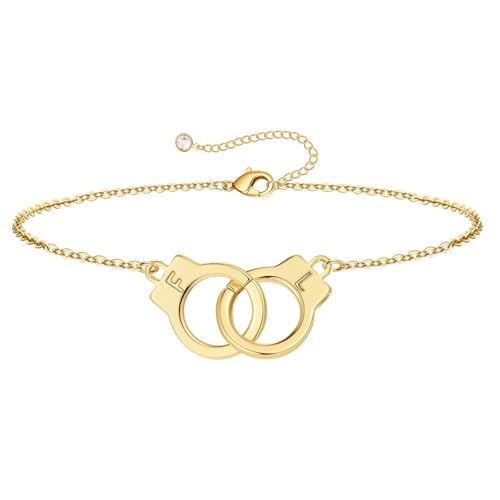 TINGN Armband mit Buchstaben -14K Gold Vergoldete Armband Gold Damen Personalisiert Handschellen Armbänder Buchstaben L Initial F Armbänder Goldschmuck Personalisierte Geschenke für Frauen von TINGN