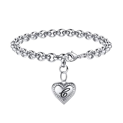 TINGN Bettlerarmbänder Armband Damen, Edelstahl Armbänder mit G Buchstaben Herz Bracelet Schmuck Muttertag Valentinstag Weihnachten Geburstag Geschenke für Frauen Freundin von TINGN