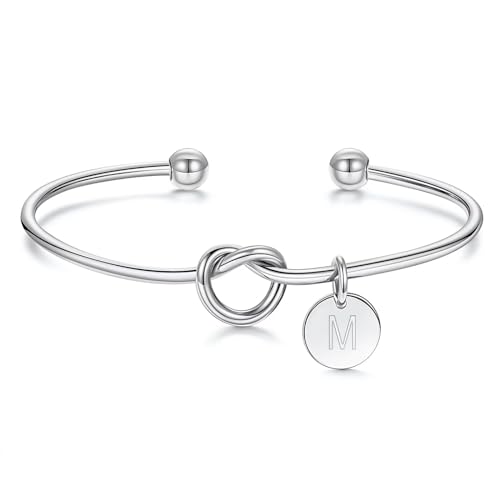 TINGN Bettlerarmbänder Armband Damen, Edelstahl Armbänder mit M Buchstaben Bracelet Schmuck Muttertag Valentinstag Weihnachten Geburstag Geschenke für Frauen Freundin von TINGN