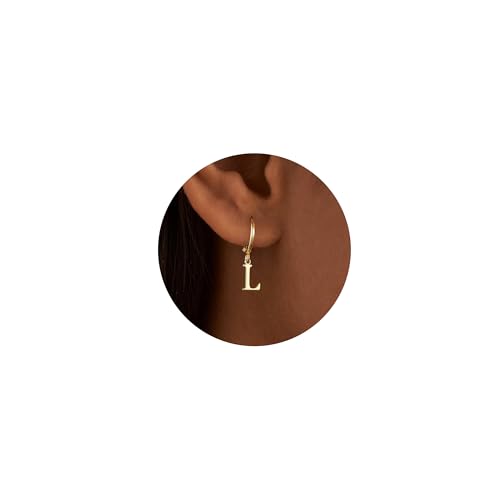 TINGN Buchstaben Hoop Earrings für Mädchen - Gold Huggie Hoop Earrings für Mädchen, Buchstabe L Ohrringe für Mädchen Hypoallergene Ohrringe Buchstaben Dangle Earrings für Frauen Geschenke für Mädchen von TINGN