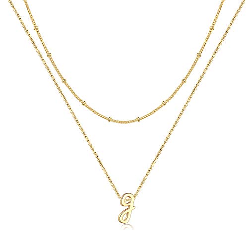 TINGN Kette mit Buchstabe Gold Damen, 14 Karat Gold Kette Damen Schichtung Buchstabe Halskette Geschichtete Halskette Frauen Intiale Halskette Personalisierte Kette für Mädchen Frauen Schmuck (G) von TINGN