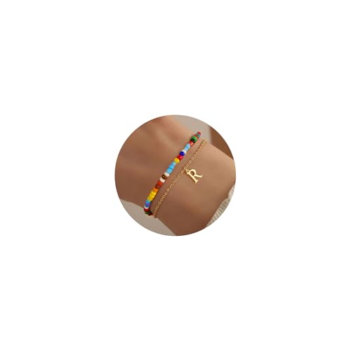 TINGN Buchstaben Armband Damen Mädchen - Bunte Perlen Initialen Buchstaben R Armband Namensarmband Personalisiert Geschenke für Frauen Teenager Mädchen Geschenke Perlen Armbänder Schmuck Damen TINGN Buchstaben Armband Damen Mädchen - Bunte Perlen Initialen Buchstaben R Armband Namensarmband Personalisiert Geschenke für Frauen Teenager Mädchen Geschenke Perlen Armbänder Schmuck Damen von TINGN