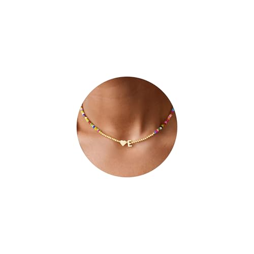 TINGN Teenager Mädchen Geschenke - Bunte Perlenkette Damen Kette mit Buchstaben E Halskette für Kinder Herz Anhänger Kette Personalisierte Geschenke für Frauen Teenager Mädchen Freundin Mama Geschenk TINGN Teenager Mädchen Geschenke - Bunte Perlenkette Damen Kette mit Buchstaben E Halskette für Kinder Herz Anhänger Kette Personalisierte Geschenke für Frauen Teenager Mädchen Freundin Mama Geschenk von TINGN