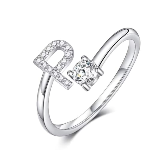 TINGN Damenring Silber 925 Damen Silber Ring, Promise Ringe, Silberringe Verlobungsring Damen 925, Ring mit P Buchstaben, Paar Ringe Frauen mit Gravur, Geschenke Frauen TINGN Damenring Silber 925 Damen Silber Ring, Promise Ringe, Silberringe Verlobungsring Damen 925, Ring mit P Buchstaben, Paar Ringe Frauen mit Gravur, Geschenke Frauen von TINGN