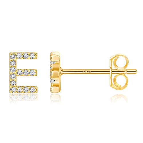 TINGN E Ohrringe für Mädchen, 14k Gold plattiert Cubic Zirkonia Initial Ohrringe für Frauen, Buchstaben Ohrringe für Teenager Mädchen Ohrringe für Frauen Ohrringe für Mädchen Schmuck von TINGN