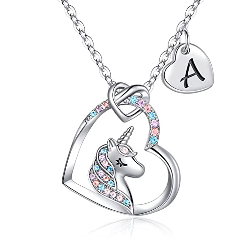 TINGN Ostern Geschenke Kinder, Silber Einhorn Kette Mädchen Geburtstagsgeschenk für Mädchen, Ostergeschenke Tochter, Geschenke für Mädchen 5-12 jahre, Kette Einhorn Halskette zu Ostern für Kinder von TINGN