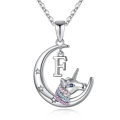 TINGN Schmuck Mädchen Einhorn Kette für Mädchen, Einhorn Geschenke für Mädchen Einhorn Kette mit Buchstaben F Einhorn Halskette Schmuck Mädchen Geschenke 6 Jahre Weihnachten Geschenke für Mädchen von TINGN