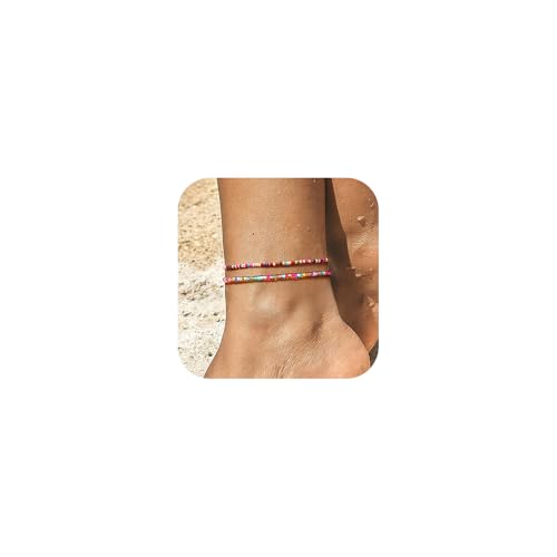 TINGN Fußkettchen für Damen - 2 Pcs Bunte Perlen Fußkette Damen Fußkettchen für Frauen Wasserfest Sommer Strand Schmuck Personalisierte Geschenke für Frauen Teenager Mädchen Freundin Mama Geschenk TINGN Fußkettchen für Damen - 2 Pcs Bunte Perlen Fußkette Damen Fußkettchen für Frauen Wasserfest Sommer Strand Schmuck Personalisierte Geschenke für Frauen Teenager Mädchen Freundin Mama Geschenk von TINGN