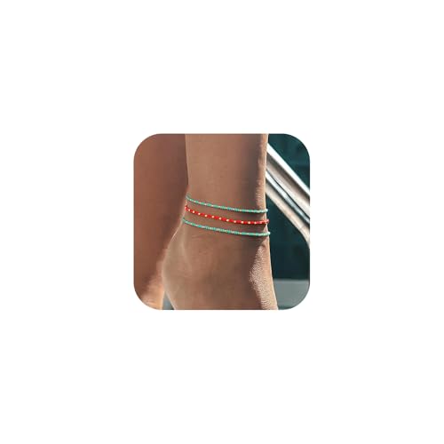 TINGN Bunte Fußkettchen für Damen - 3 Pcs Bunte Perlen Fußkette Damen Fußkettchen für Frauen Wasserfest Verstellbar Fußkettche Kinder Mädchen Sommer Strand Fußschmuck Geschenke für Frauen Freundin TINGN Bunte Fußkettchen für Damen - 3 Pcs Bunte Perlen Fußkette Damen Fußkettchen für Frauen Wasserfest Verstellbar Fußkettche Kinder Mädchen Sommer Strand Fußschmuck Geschenke für Frauen Freundin von TINGN