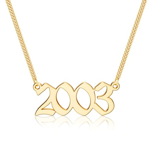 TINGN Geburtsjahr Halskette für Frauen, Gold 2003 Halskette Geburtsjahr Nummer Anhänger Halskette für Frauen Teenager Mädchen Jungen Geburtstag Geschenke von TINGN