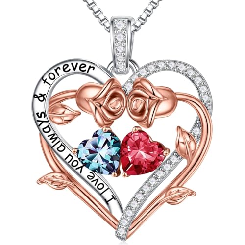 TINGN Geschenke für Frauen Sie - Geburtsstein Halskette Damen Silber 925 Kette Schmuck Valentinstag Weihnachten Muttertag Jahrestag Geburtstag Geschenke für Sie Freundin Ehefrau Mutter von TINGN