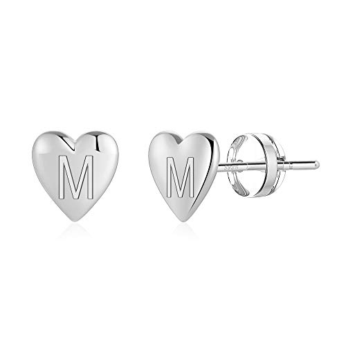 TINGN Geschenke für Mädchen, Buchstaben M Ohrringe Silber 925 Damen Herz Ohrringe Mädchen Ohrstecker Ohrschmuck Silber Kinderschmuck Personalisierte Geschenk für Mädchen 5 6 7 8 9 10 11 Jahre von TINGN