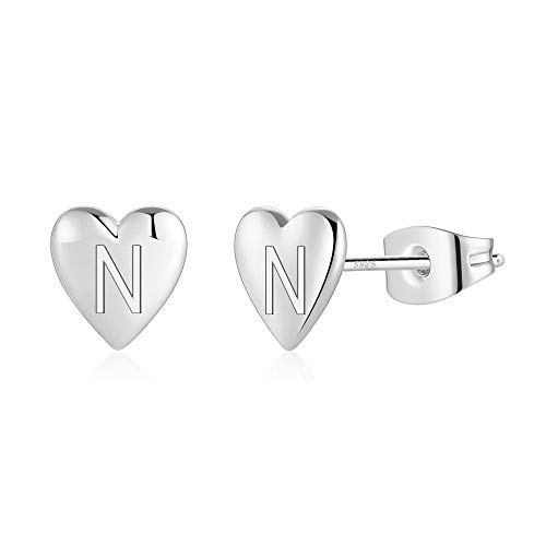 TINGN Ohrringe Silber 925 Ohrringe Mädchen, Medizinische Ohrstecker Silber Ohrringe Damen 925 Buchstaben Initiale N Ohrringe Mädchen Kinder Modeschmuck Ohrringe Ohrschmuck Geschenke für Mädchen von TINGN