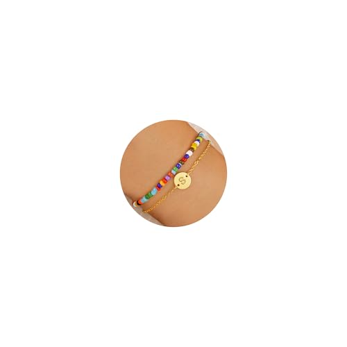 TINGN Gold Armband für Damen und Mädchen - Personalisiertes Perlenarmband mit Buchstaben, Boho-Stil, Schmuck TINGN Gold Armband für Damen und Mädchen - Personalisiertes Perlenarmband mit Buchstaben, Boho-Stil, Schmuck von TINGN
