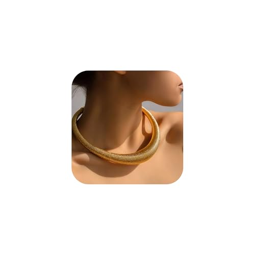 TINGN Gold Chunky Kette für Damen 14K Gold Vergoldete Klobigekette Trendy Choker Halskette Punk Dicke Tropfenförmig Perlen mit Kugeln Büroklammer Schlangen Modeschmuck Geschenk für Damen von TINGN