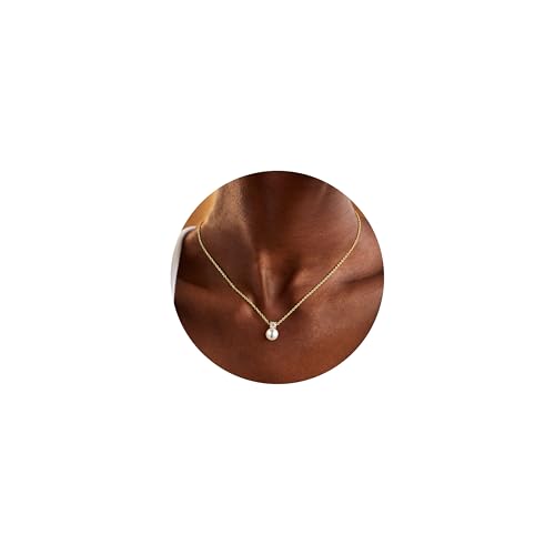 TINGN Gold Kette Damen 14 Karat Vergoldete Perlen Anhänger Kette Elegante Choker Halskette für Frauen Hochwertiger Mode Schmuck Damen von TINGN