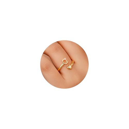 TINGN Gold Ring Damen Dünn Herz Ring 14K Vergoldete Wasserfest Hypoallergene Stapeln Ringe mit Buchstaben G Geschenke Schmuck Frauen Verlobungsring Eheringe Geschenke für Frauen Freundin Mama TINGN Gold Ring Damen Dünn Herz Ring 14K Vergoldete Wasserfest Hypoallergene Stapeln Ringe mit Buchstaben G Geschenke Schmuck Frauen Verlobungsring Eheringe Geschenke für Frauen Freundin Mama von TINGN