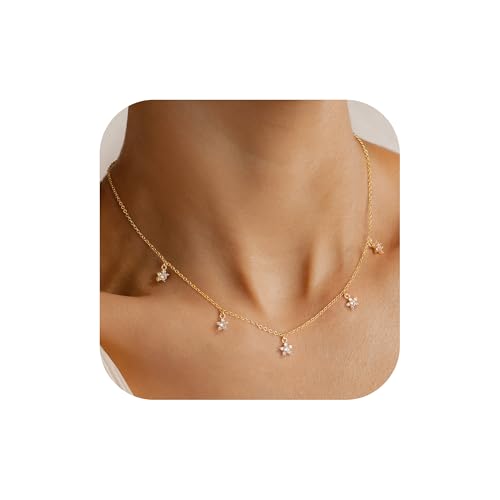 TINGN Ketten Halskette Damen Gold, 14K Vergoldet Personalisierte Kette mit Blumen Zirkonia Anhänger, Gold Stapelbare Blumen Halsketten Boho Schmuck Ketten Damen Geschenke für Frauen Teenager Mädchen TINGN Ketten Halskette Damen Gold, 14K Vergoldet Personalisierte Kette mit Blumen Zirkonia Anhänger, Gold Stapelbare Blumen Halsketten Boho Schmuck Ketten Damen Geschenke für Frauen Teenager Mädchen von TINGN