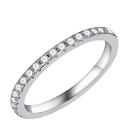 TINGN Halbe Ewigkeit Moissanite Ring Silber 925 Damen, D Farbe VVS1 Klarheit Labor Erstellt Diamant Ehering 14 Karat Weißgold Vergoldet Sterling Silber Moissanite Stapelbar Ringe Geschenke für Frauen von TINGN