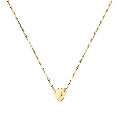 TINGN Buchstaben Halskette Gold Kette Damen, Herz Buchstaben Kette Damen Gold Initial Halskette für Frauen Kinder Herz Initial D Kette mit Buchstaben Damen Geschenke für Frauen Teenager Mädchen von TINGN