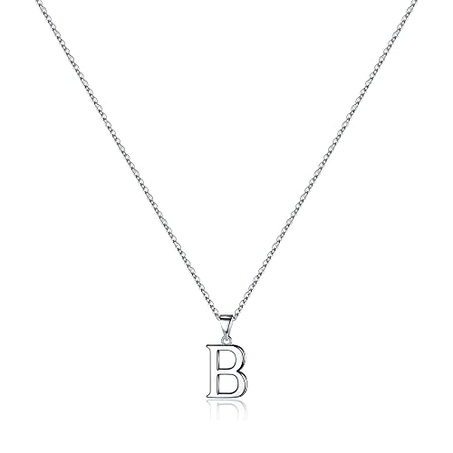 TINGN Halskette Damen Silber 925 Kette mit Buchstaben, Zierliche Hypoallergene Initialen Halskette Damen Buchstaben Kette Initialen Anhänger S925 Sterling Silber Kette für Damen Mädchen Geschenke (B) von TINGN