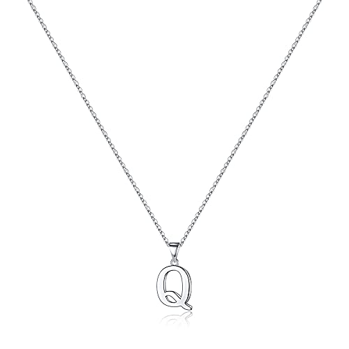 TINGN Halskette Damen Silber 925 Kette mit Buchstaben, Zierliche Hypoallergene Initialen Halskette Damen Buchstaben Kette Initialen Anhänger S925 Sterling Silber Kette für Damen Mädchen Geschenke (Q) von TINGN