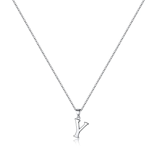 TINGN Halskette Damen Silber Kette mit Buchstaben, Hypoallergene Initialen Halskette Damen Buchstaben Kette Initialen Anhänger S925 Sterling Silber Kette für Damen Mädchen Schmuck Geschenke (Y) von TINGN