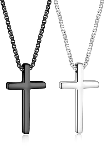 TINGN Kreuz Kette Herren Kreuzkette Halskette Herren Ketten für Herren Kette Halskette Schmuck Männer Cross Necklace Men Kette mit Kreuz Kette Anhänger Silber Herren Schmuck Jesus Christ Kette von TINGN