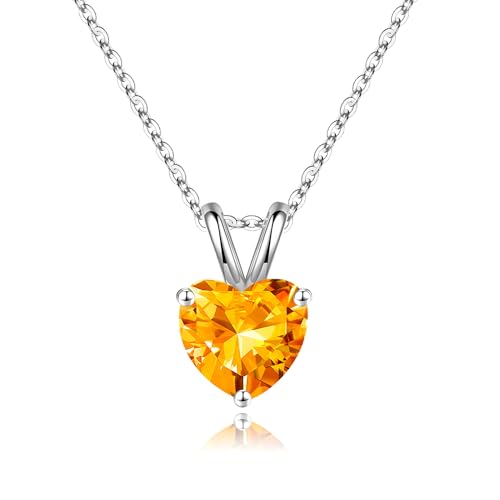 TINGN Herz Halskette für Mädchen, 925 Sterling Silber Anhänger Kette November Geburtsstein Citrin Kette für Damen Schmuck Valentinstag Geburtstags Geschenk für Mama Freundin TINGN Herz Halskette für Mädchen, 925 Sterling Silber Anhänger Kette November Geburtsstein Citrin Kette für Damen Schmuck Valentinstag Geburtstags Geschenk für Mama Freundin von TINGN