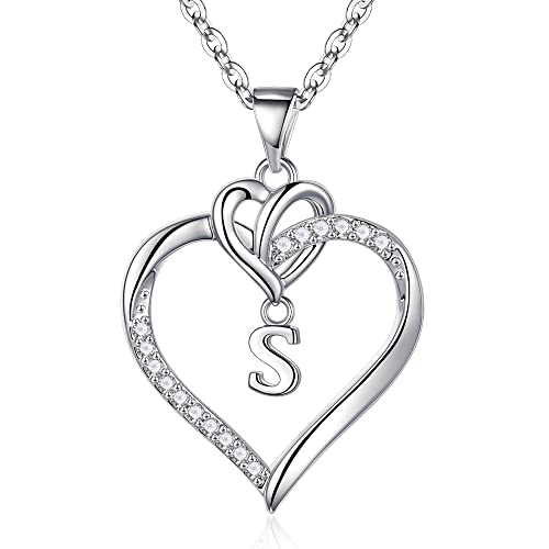 TINGN Halskette Damen Herz Buchstaben Kette, Silber Kette mit Buchstaben S Kette Damen Herz Halskette Damen Silber Buchstaben Kette Mädchen Muttertagsgeschenke Geschenke für Frauen Freundin Mutter TINGN Halskette Damen Herz Buchstaben Kette, Silber Kette mit Buchstaben S Kette Damen Herz Halskette Damen Silber Buchstaben Kette Mädchen Muttertagsgeschenke Geschenke für Frauen Freundin Mutter von TINGN